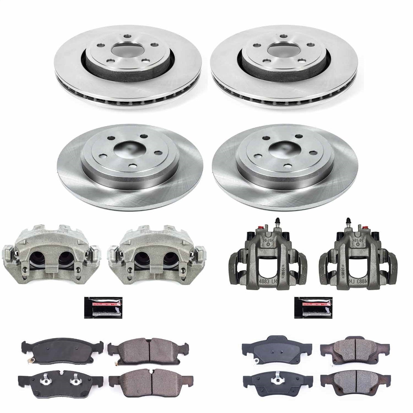 PowerStop 17-19 Jeep Grand Cherokee Front & Rear Autospecialty Kit w/Cals (KCOE7413)