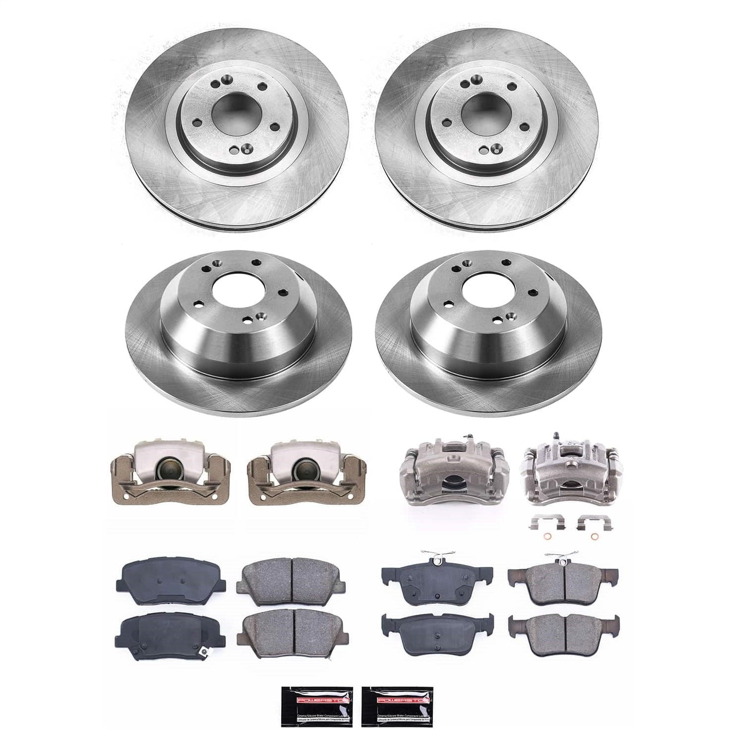 PowerStop 13-16 Hyundai Santa Fe Sport Front and Rear Autospecialty Kit w/Cals (KCOE8009)