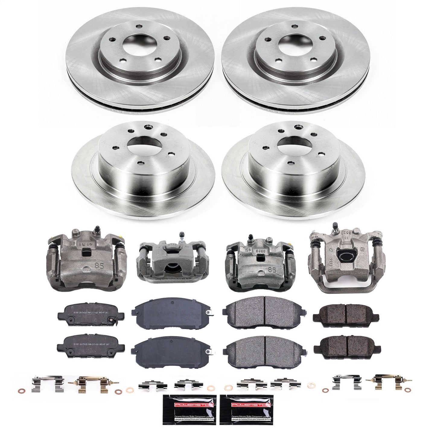 PowerStop 2019 Nissan Sentra Front and Rear Autospecialty Kit w/Calipers (KCOE8360)