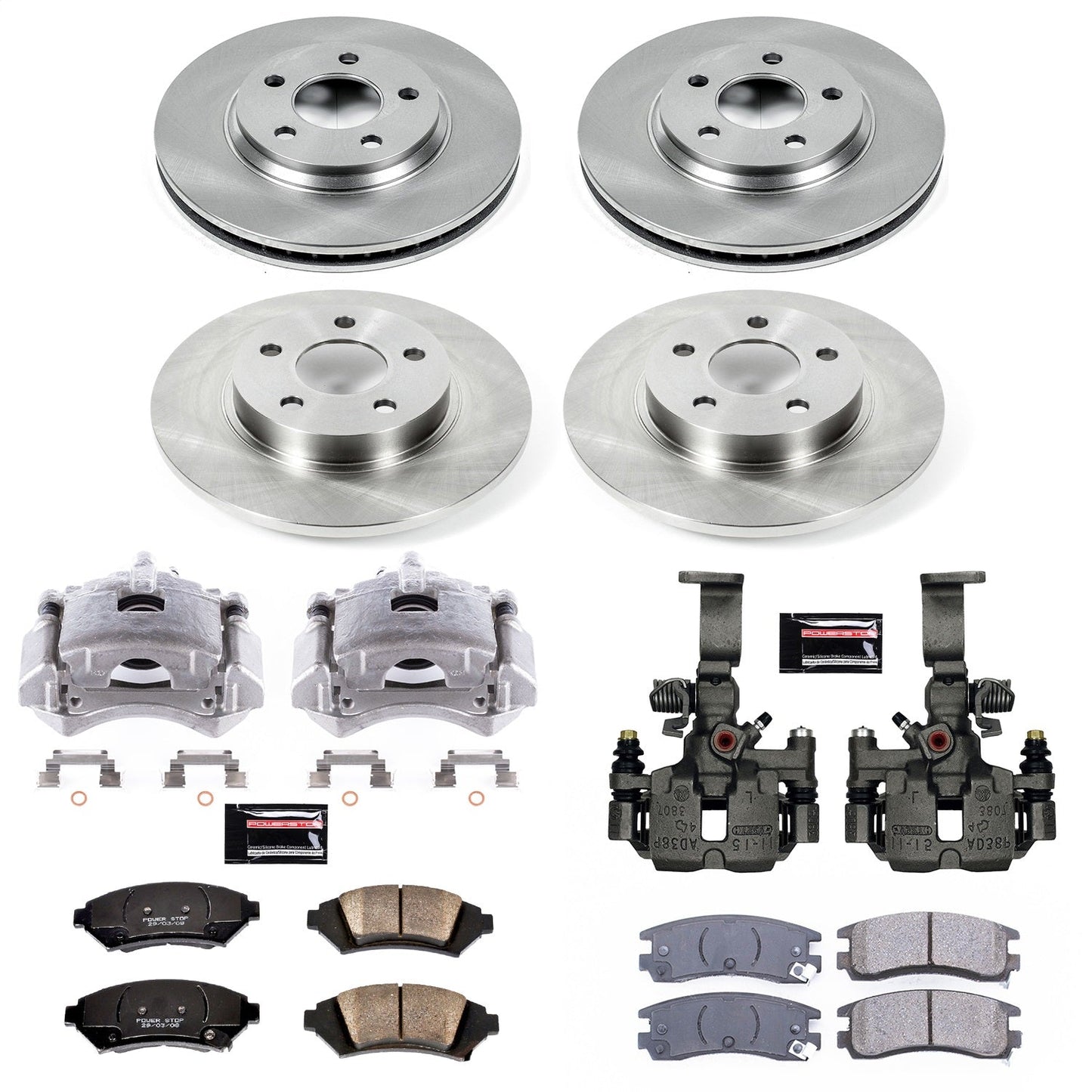 PowerStop 2005 Cadillac DeVille Front & Rear Autospecialty Brake Kit w/Calipers (KCOE8438)