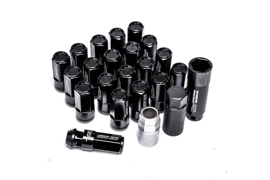 Project Kics Leggdura Racing Shell Type Lug Nuts 53mm Open-End 12X1.25 Black (16+4 Locks)