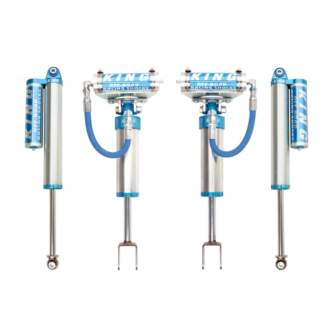 King Shocks 2.5 Performance Front & Rear Reservoir Adjustable Shocks Set - 2011-2026 Chevrolet Silverado 3500 HD 4WD