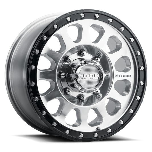 (set of 4) Method MR315 Polished - Gloss Black Lip | 17x8.5" +25mm | 8x6.5in Wheel