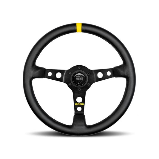 Momo MOD07 Steering Wheel 350mm -  Black Leather/Black Spokes/1 Stripe