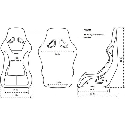 NRG Prisma Large Bucket Seat (FRP-302BK-PRISMA/PK-PRISMA/PP-PRIMSA/MAR-PRISMA/NG-PRISMA)