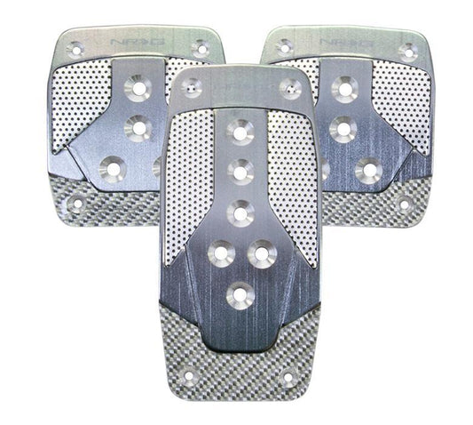 NRG Aluminum Sport Pedal Gun Metal w/ Silver Carbon MT