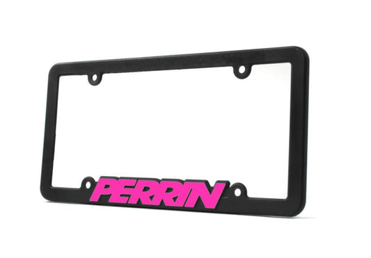 Perrin License Plate Frame Black w/ Hyper Pink Logo Universal