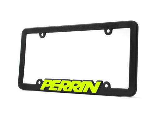 Perrin License Plate Frame Black w/ Neon Yellow Logo Universal-WheelFlip