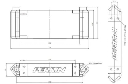 PERRIN Universal Oil Cooler Core 8 Row x 250mm Wide w/ M22 Inlets