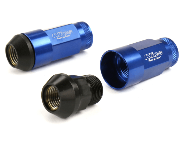 Project Kics Leggdura Racing Shell Type Lug Nuts 53mm Open-End 12X1.25 Blue (16+4 Locks)