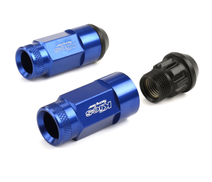 Project Kics Leggdura Racing Shell Type Lug Nuts 53mm Open-End 12X1.25 Blue (16+4 Locks)