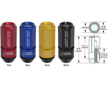 Project Kics Leggdura Racing Shell Type Lug Nuts 53mm Closed-End 12X1.25 Red (16+4 Locks)