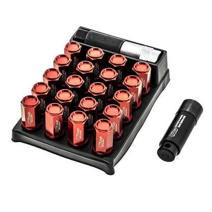Project Kics Leggdura Racing Shell Type Lug Nuts 53mm Closed-End 12X1.25 Red (16+4 Locks)