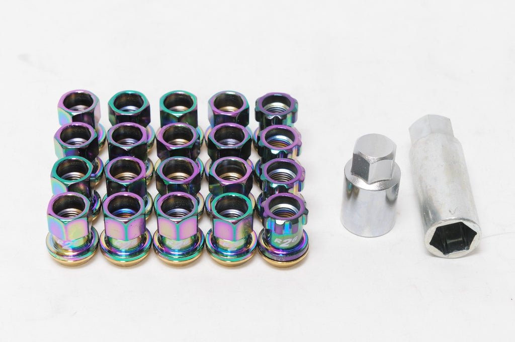 Project Kics R40 Lug Nuts Neochrome 12x1.25 (16+4 Locks)