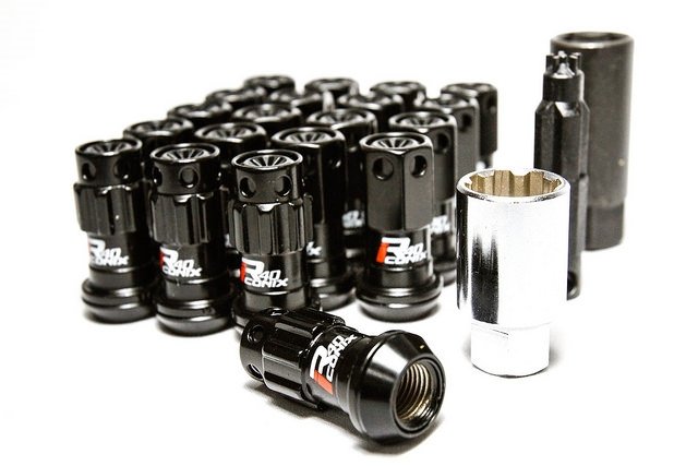 Project Kics R40 Iconix Lug Nuts Black with Black Cap 12x1.25 (20)