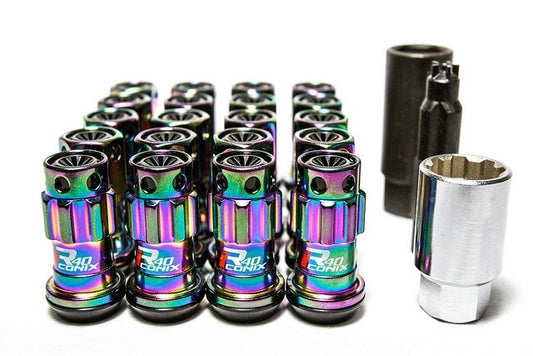 Project Kics R40 Iconix Lug Nuts Neochrome with Black Cap 12x1.25 (16+4 Locks)