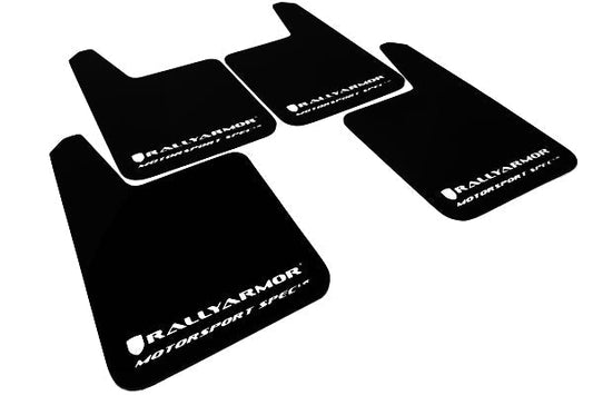 Rally Armor Universal MSpec Mudflaps Black Urethane White Logo