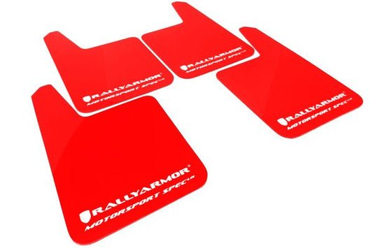 Rally Armor Universal MSpec Mudflaps Red Urethane White Logo