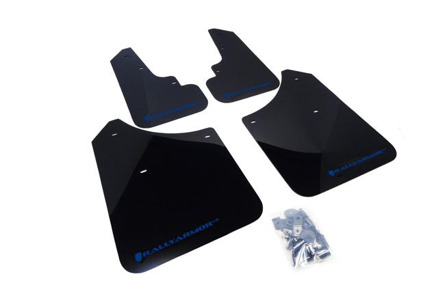 Rally Armor UR Mudflaps Black Urethane Blue Logo 2003-2008 Forester / 2004-2008 FXT