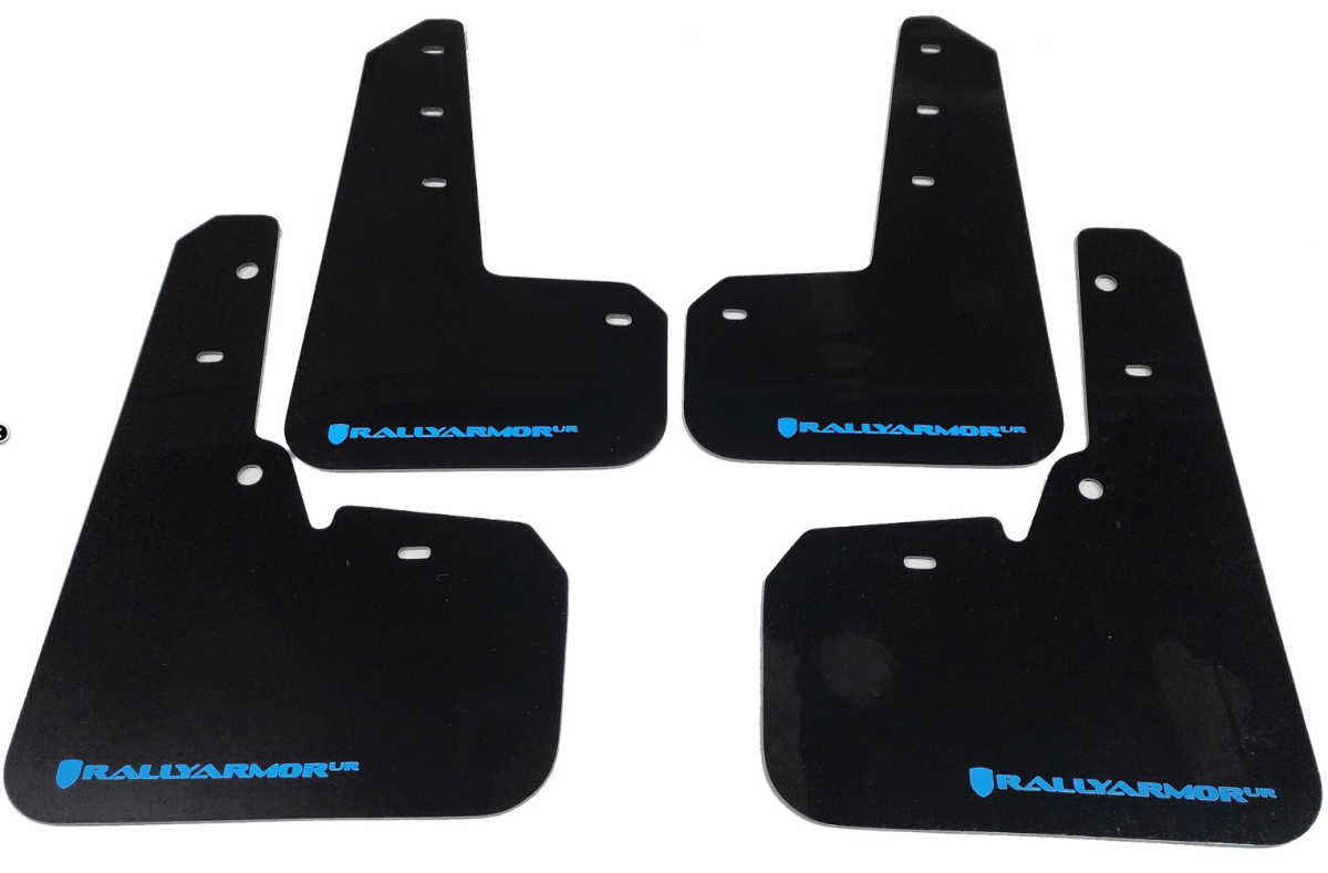 Rally Armor UR Mudflaps Black Urethane Hyper Blue Logo 2015-2021 WRX / 2015-2021 STI