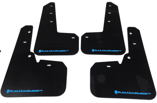 Rally Armor UR Mudflaps Black Urethane Hyper Blue Logo 2015-2021 WRX / 2015-2021 STI