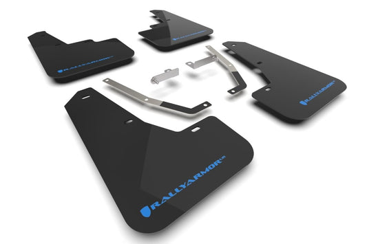 Rally Armor UR Mudflaps Black Urethane Light Blue Logo 2024 Crosstrek
