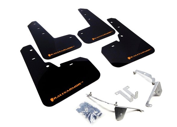 Rally Armor UR Mudflaps Black Urethane Orange Logo 2013-2017 Crosstrek XV