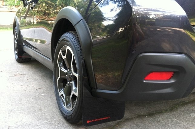 Rally Armor UR Mudflaps Black Urethane Red Logo 2013-2017 Crosstrek XV
