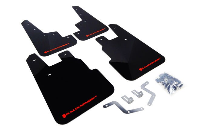 Rally Armor UR Mudflaps Black Urethane Red Logo 2014-2018 Forester