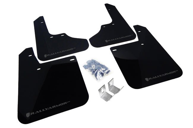 Rally Armor UR Mudflaps Black Urethane Silver Logo 2008-2011 Impreza / 2008-2010 WRX