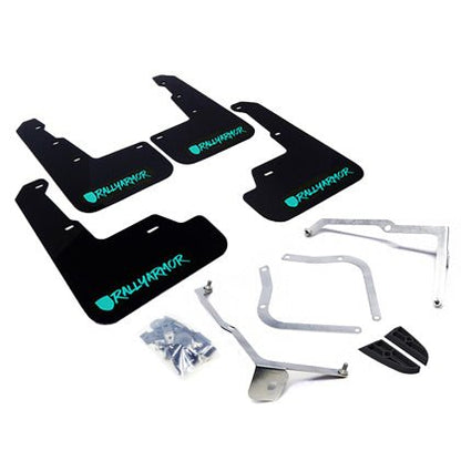 Rally Armor UR Mudflaps Black Urethane w/ New Era Hyper Teal Logo 2015-2021 WRX / 2015-2021 STI