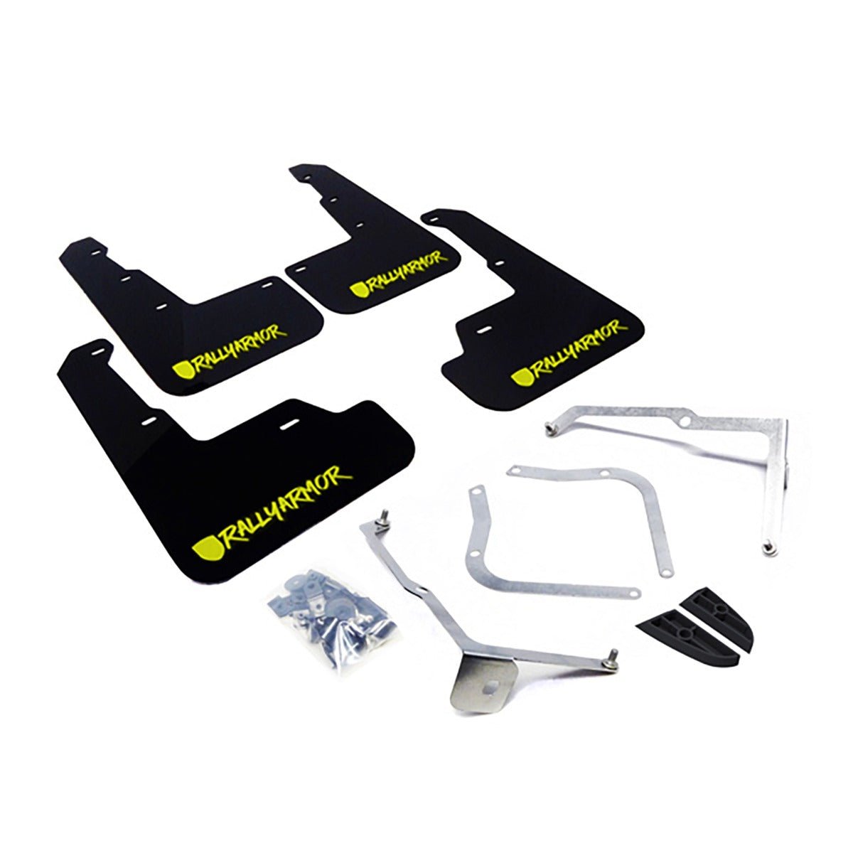 Rally Armor UR Mudflaps Black Urethane w/ New Era Neon Yellow Logo 2015-2021 WRX / 2015-2021 STI
