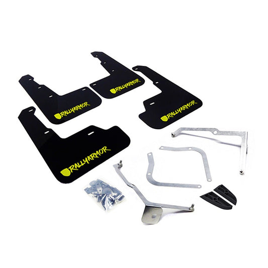 Rally Armor UR Mudflaps Black Urethane w/ New Era Neon Yellow Logo 2015-2021 WRX / 2015-2021 STI