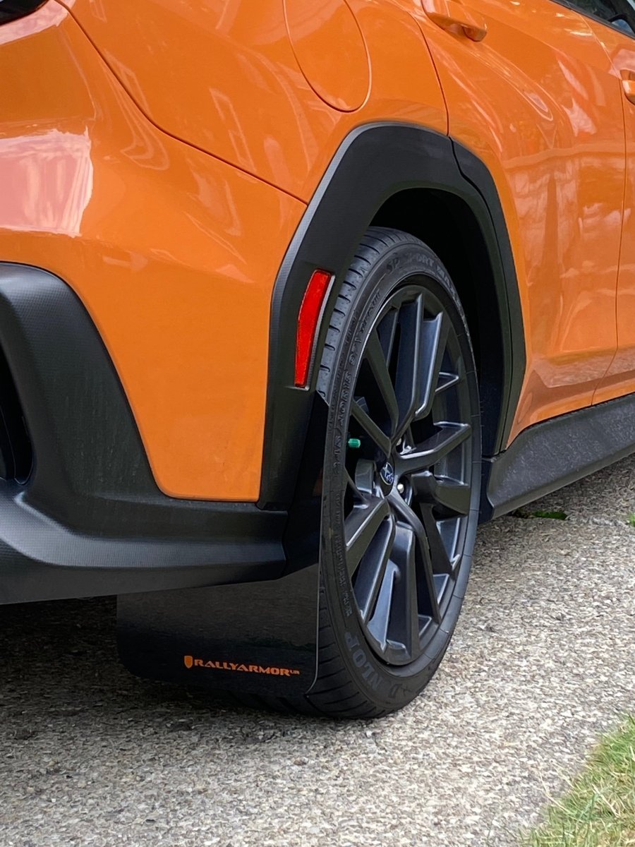 Rally Armor UR Mudflaps Black Urethane w/ New Era Orange Logo 2022-2024 WRX