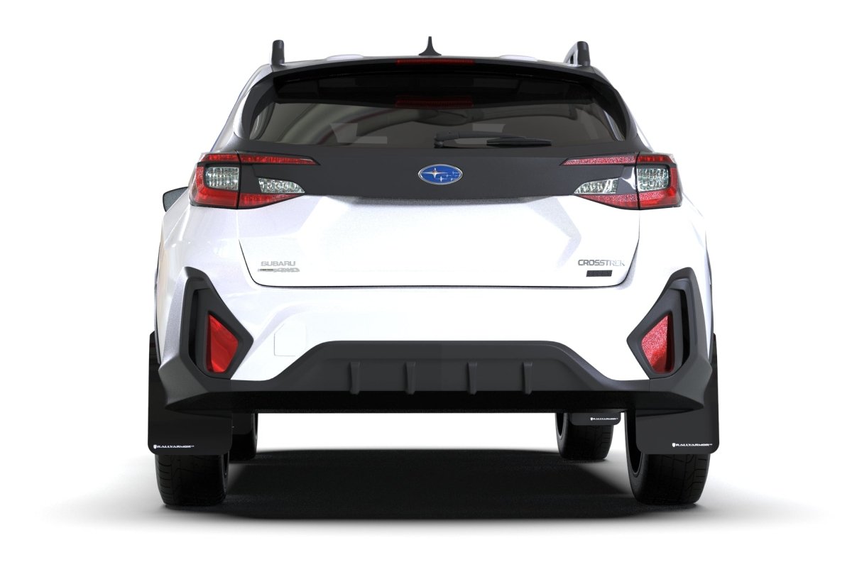 Rally Armor UR Mudflaps Black Urethane White Logo 2024 Crosstrek