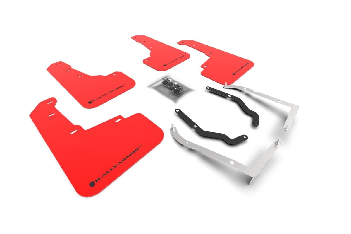 Rally Armor UR Mudflaps Red Urethane Black Logo 2018-2023 Crosstrek