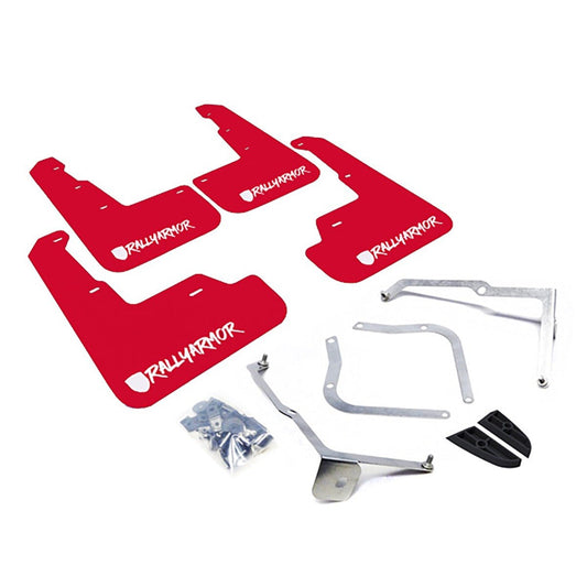 Rally Armor UR Mudflaps Red Urethane w/ New Era White Logo 2015-2021 WRX / 2015-2021 STI