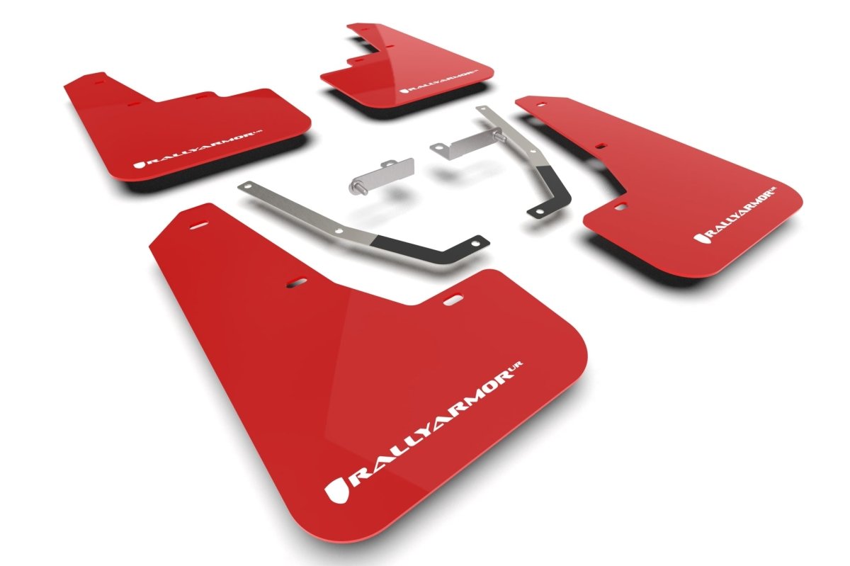Rally Armor UR Mudflaps Red Urethane White Logo 2024 Crosstrek