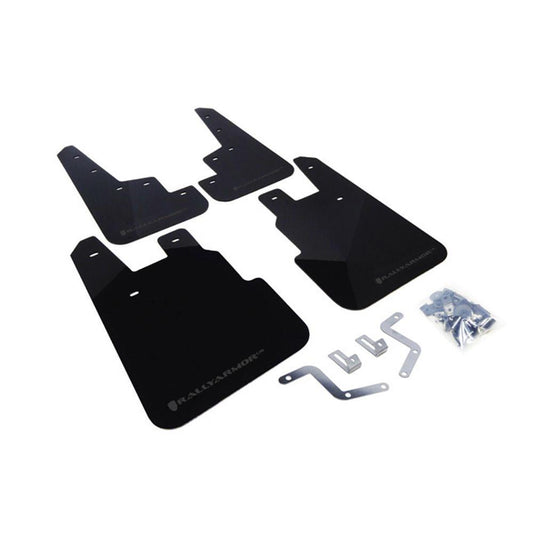 Rally Armor UR Mud Flaps Black w/Grey Logo | 2014-2015 Subaru Forester (MF28-UR-BLK/GRY)