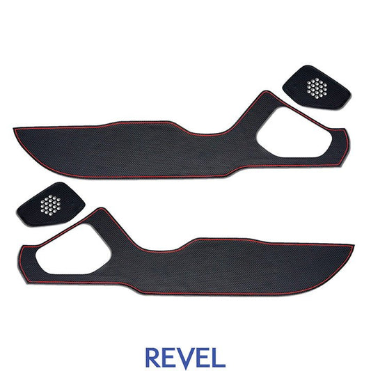 Revel GT Design Carbon Style Door Scuff Protector Set w/ Red Stitch | 2022+ Subaru BRZ / Toyota GR86