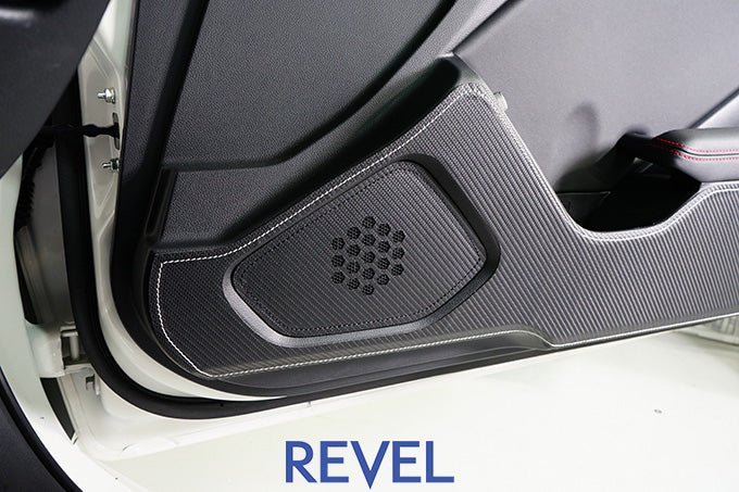 Revel GT Design Carbon Style Door Scuff Protector Set w/ SIlver Stitch | 2022+ Subaru BRZ / Toyota GR86