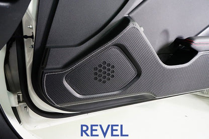 Revel GT Design Carbon Style Door Scuff Protector Set w/ SIlver Stitch | 2022+ Subaru BRZ / Toyota GR86