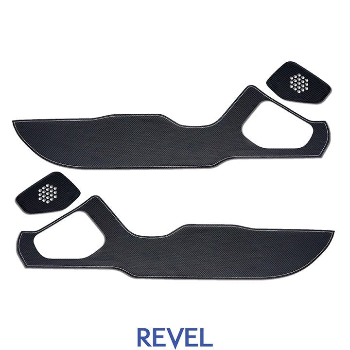 Revel GT Design Carbon Style Door Scuff Protector Set w/ SIlver Stitch | 2022+ Subaru BRZ / Toyota GR86