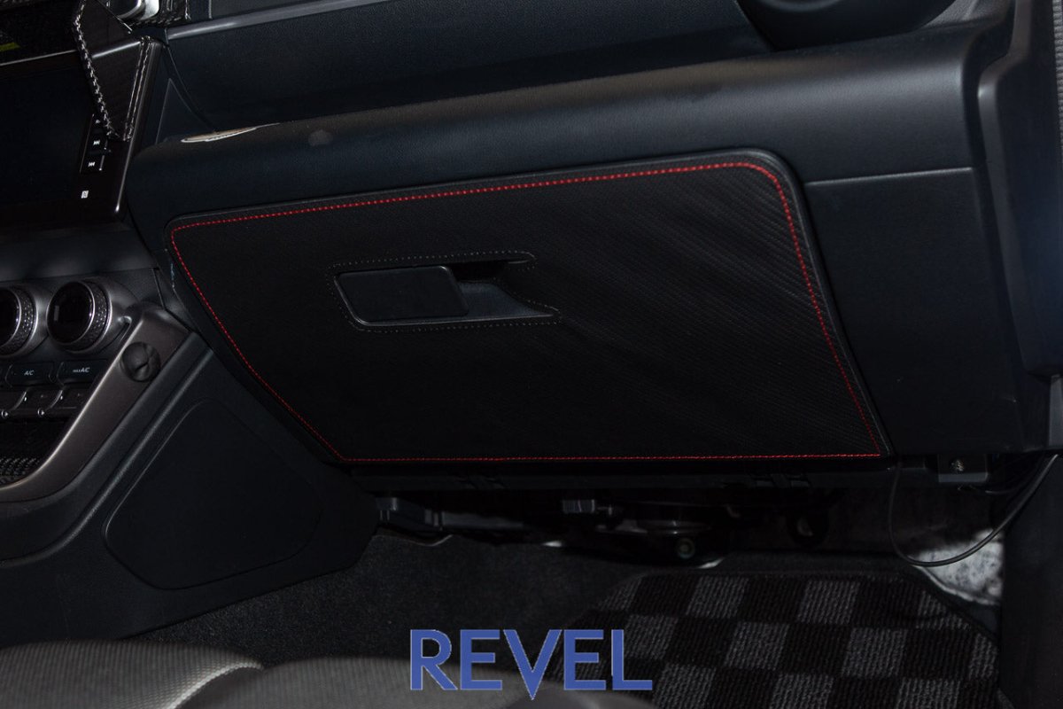Revel GT Design Carbon Style Glove Box Scuff Protector w/ Red Stitch | 2022+ Subaru BRZ / Toyota GR86