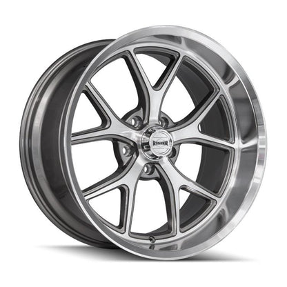 Ridler 661 18x9.5 / 5x127 BP / 0mm Offset / Gloss Grey w/ Diamond Cut Face and Lip Wheel