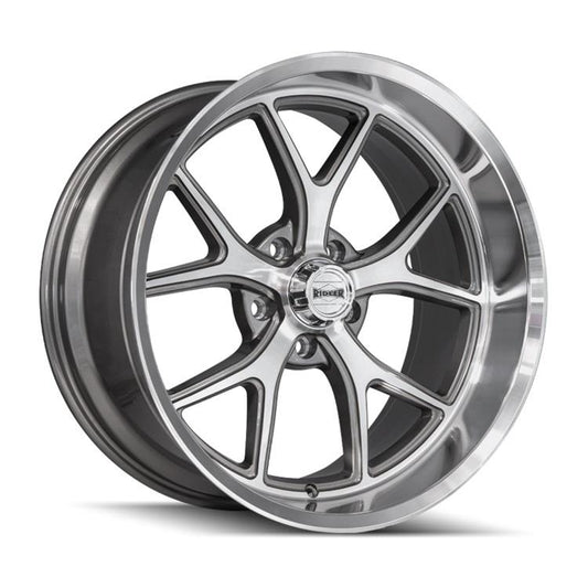Ridler 661 18x8 / 5x127 BP / 0mm Offset / Gloss Grey w/ Diamond Cut Face and Lip Wheel