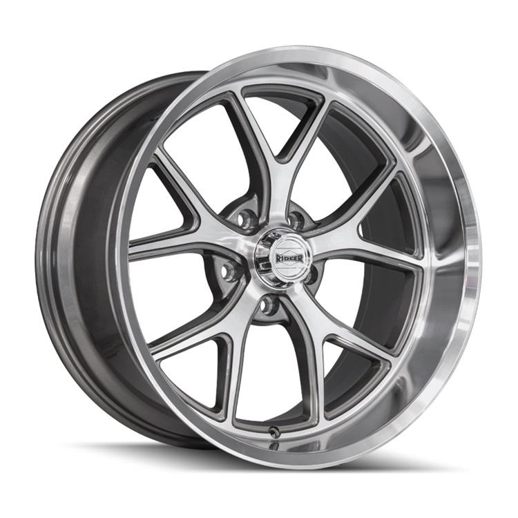Ridler 661 18x9.5 / 5x114.3 BP / 0mm Offset / Gloss Grey w/ Diamond Cut Face and Lip Wheel