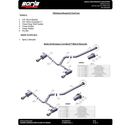 Borla S-Type Cat-Back Exhaust | 2015-2020 Subaru WRX/STI (140595)