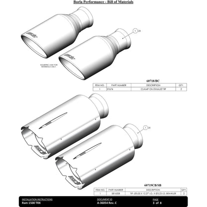 Borla 3in Connecting Pipes | Dodge RAM 1500 TRX 6.2L V8 (21-22)