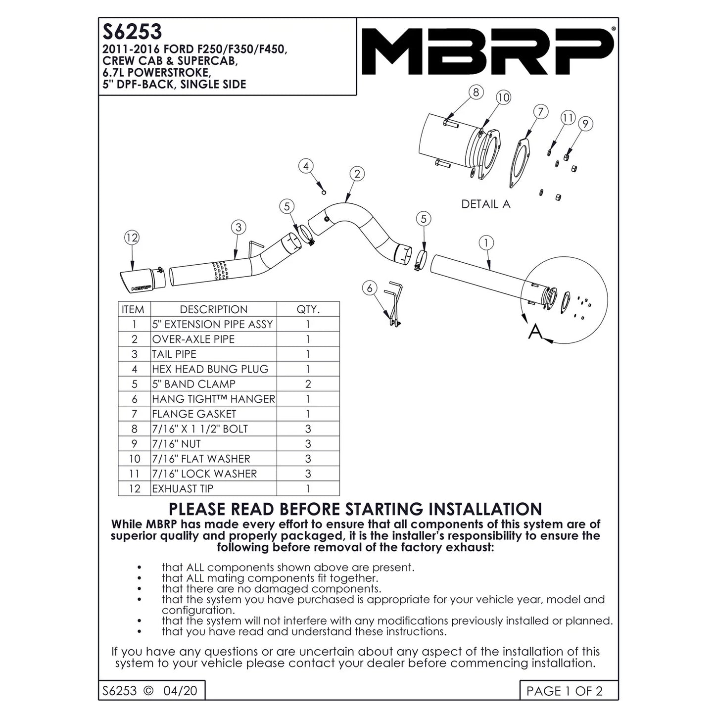 MBRP 5in T409 Single Side Exit Exhaust System | Ford F250/350/450 6.7L (15) (S62530409)